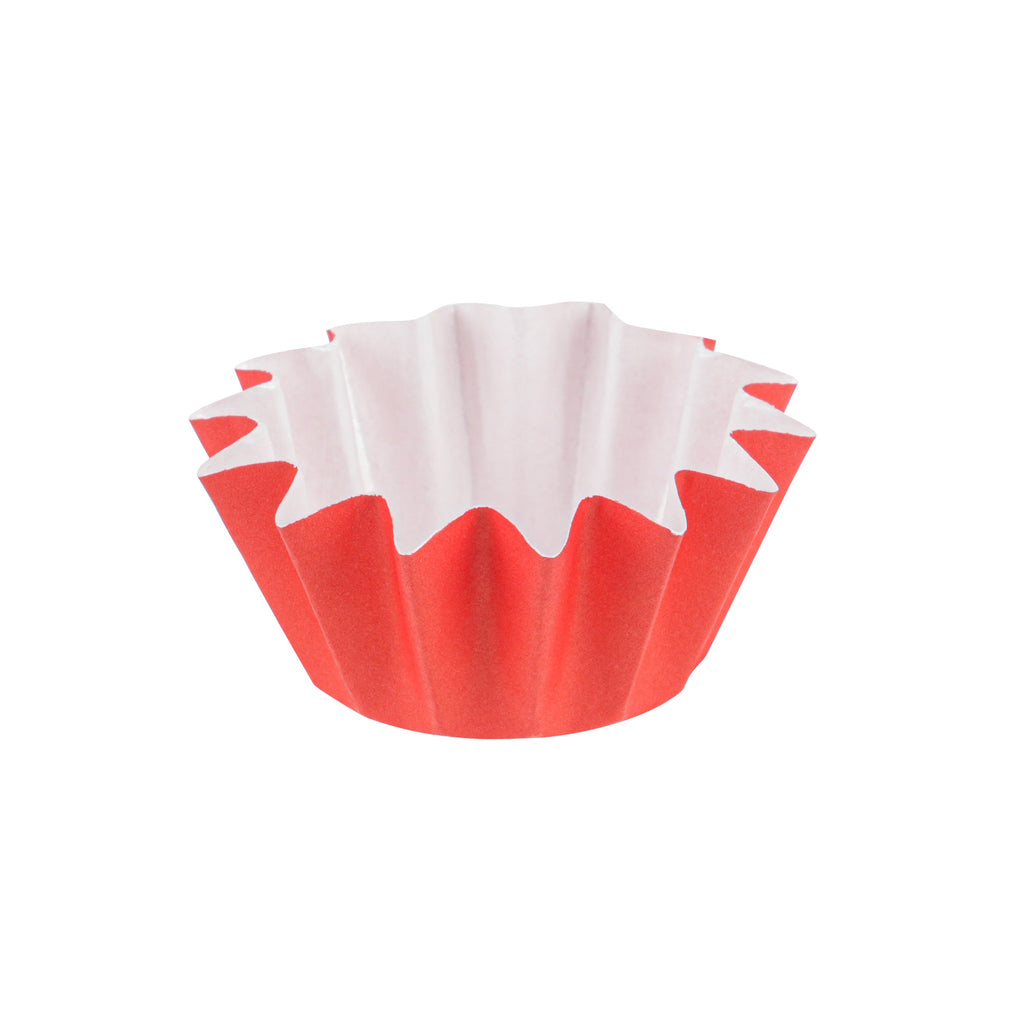 Panificio 0.4 oz Red Floral Paper Mini Baking Cup - Flared - 2" x 2" x 1/2" - 200 count box