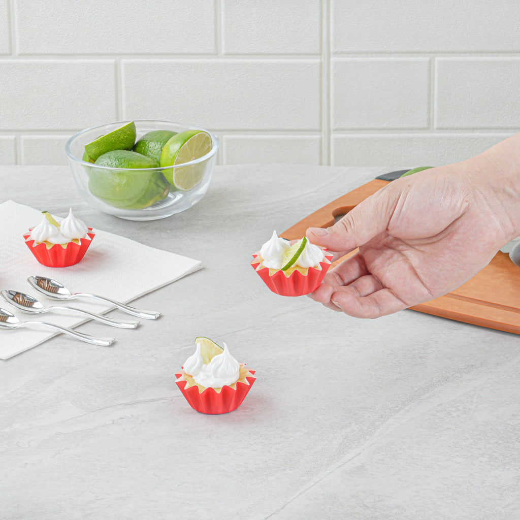 Panificio 0.4 oz Red Floral Paper Mini Baking Cup - Flared - 2" x 2" x 1/2" - 200 count box