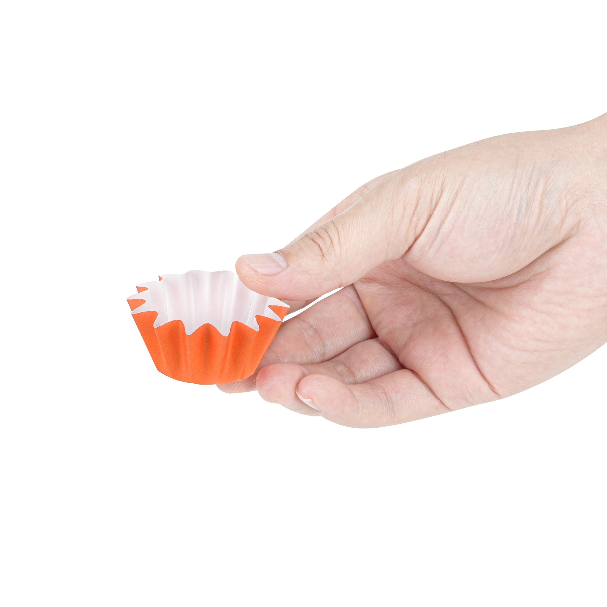 Panificio 0.4 oz Tangerine Orange Floral Paper Mini Baking Cup - Flared - 2" x 2" x 1/2" - 200 count box