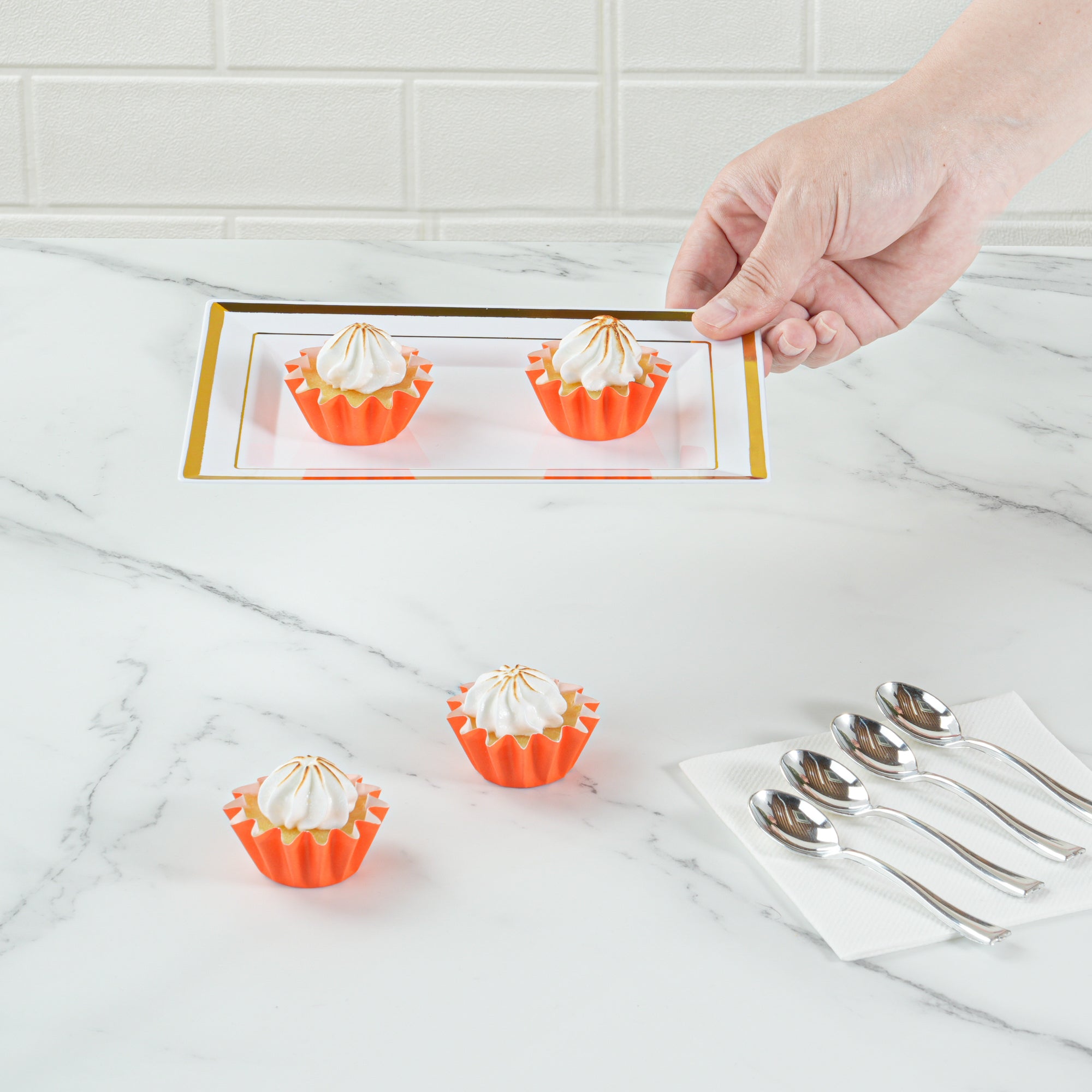 Panificio 0.4 oz Tangerine Orange Floral Paper Mini Baking Cup - Flared - 2" x 2" x 1/2" - 200 count box