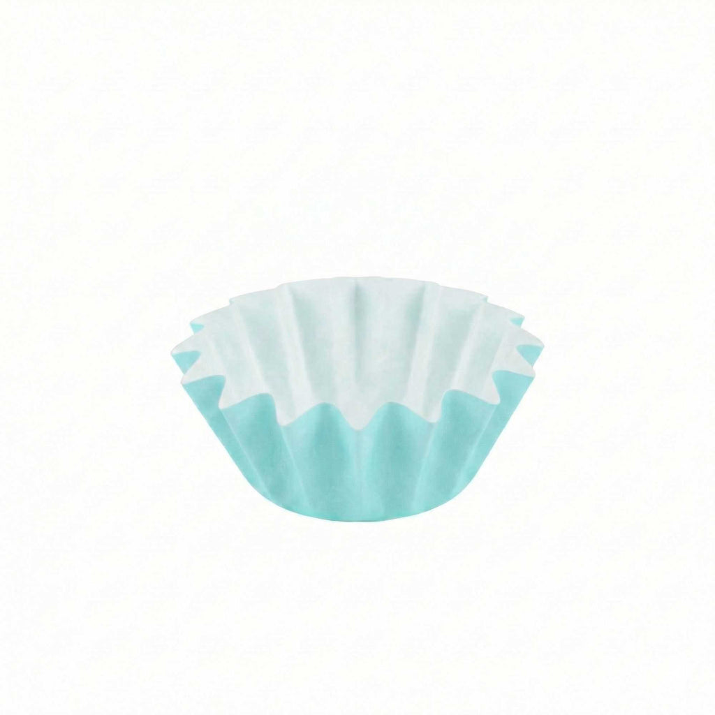 Panificio 0.4 oz Turquoise Floral Paper Mini Baking Cup - Flared - 2" x 2" x 1/2" - 200 count box