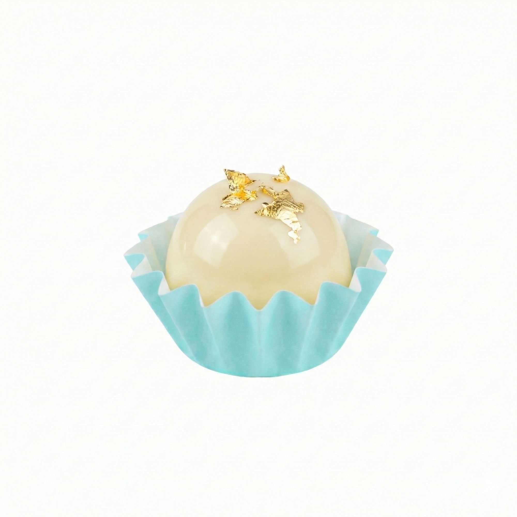 Panificio 0.4 oz Turquoise Floral Paper Mini Baking Cup - Flared - 2" x 2" x 1/2" - 200 count box
