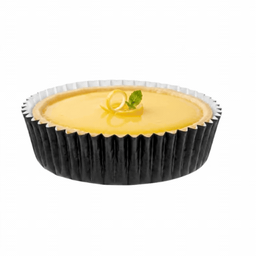 Panificio 4 oz Round Black Paper Baking Cup - Ridged - 3 1/2" x 3 1/2" x 1" - 200 count box