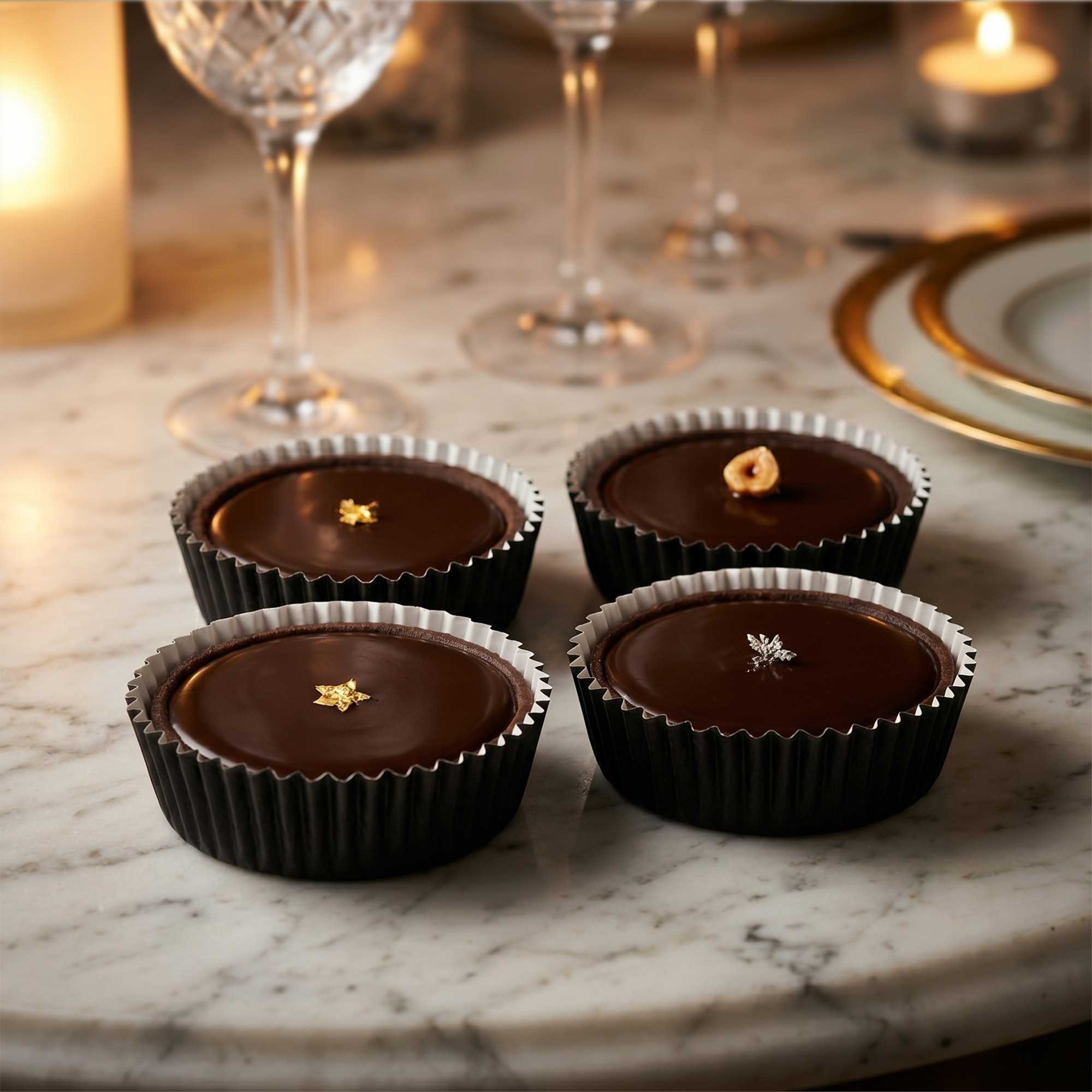 Panificio 4 oz Round Black Paper Baking Cup - Ridged - 3 1/2" x 3 1/2" x 1" - 200 count box