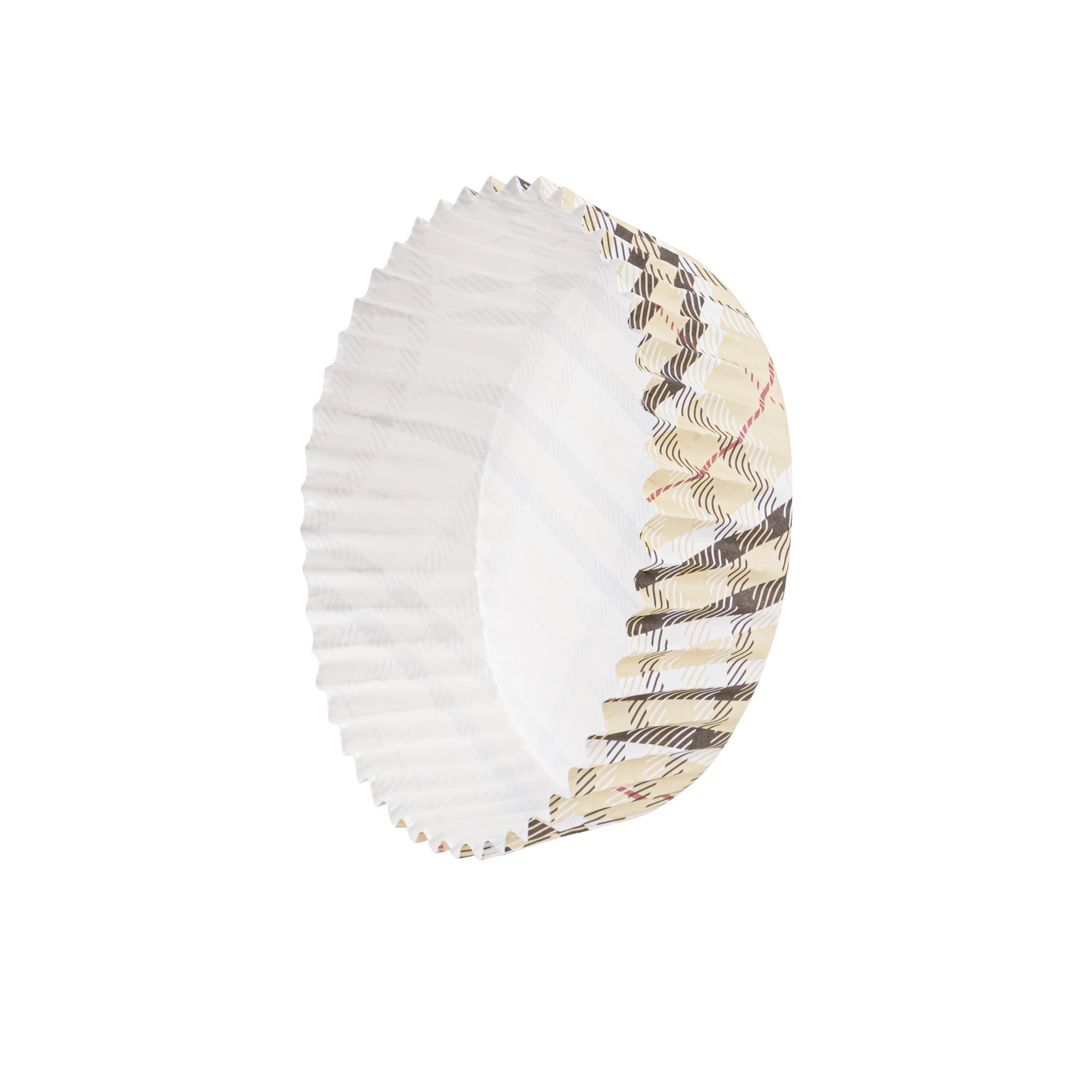 Panificio 4 oz Round Plaid Paper Baking Cup - Ridged - 3 1/2" x 3 1/2" x 1" - 200 count box