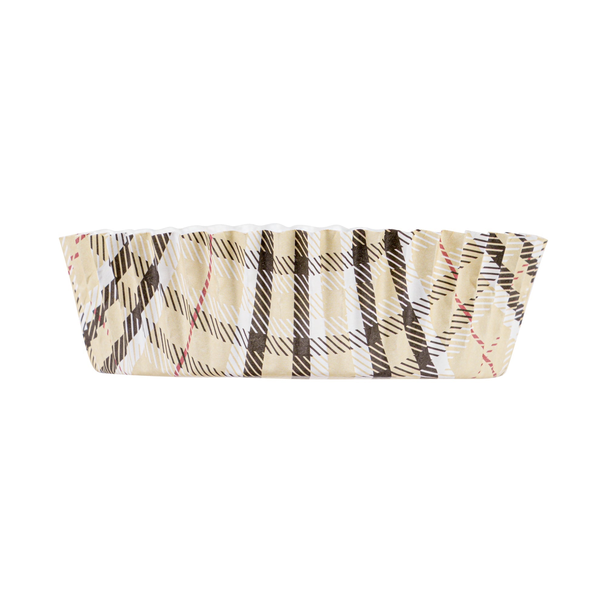 Panificio 4 oz Round Plaid Paper Baking Cup - Ridged - 3 1/2" x 3 1/2" x 1" - 200 count box
