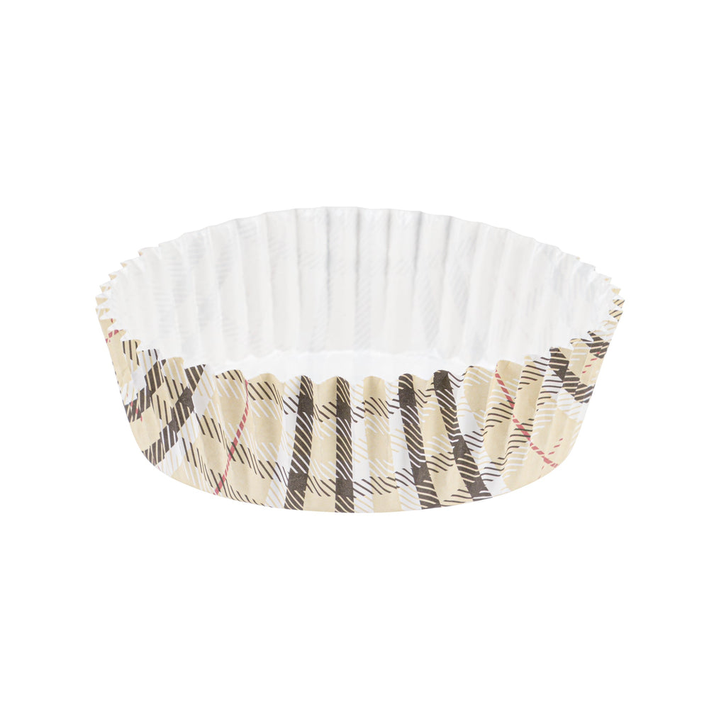 Panificio 4 oz Round Plaid Paper Baking Cup - Ridged - 3 1/2" x 3 1/2" x 1" - 200 count box