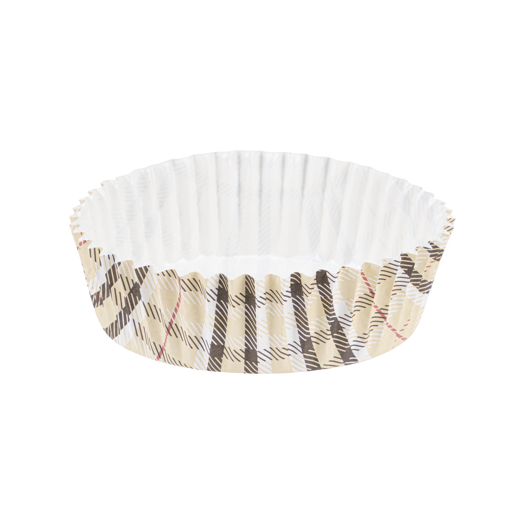 Panificio 4 oz Round Plaid Paper Baking Cup - Ridged - 3 1/2" x 3 1/2" x 1" - 200 count box