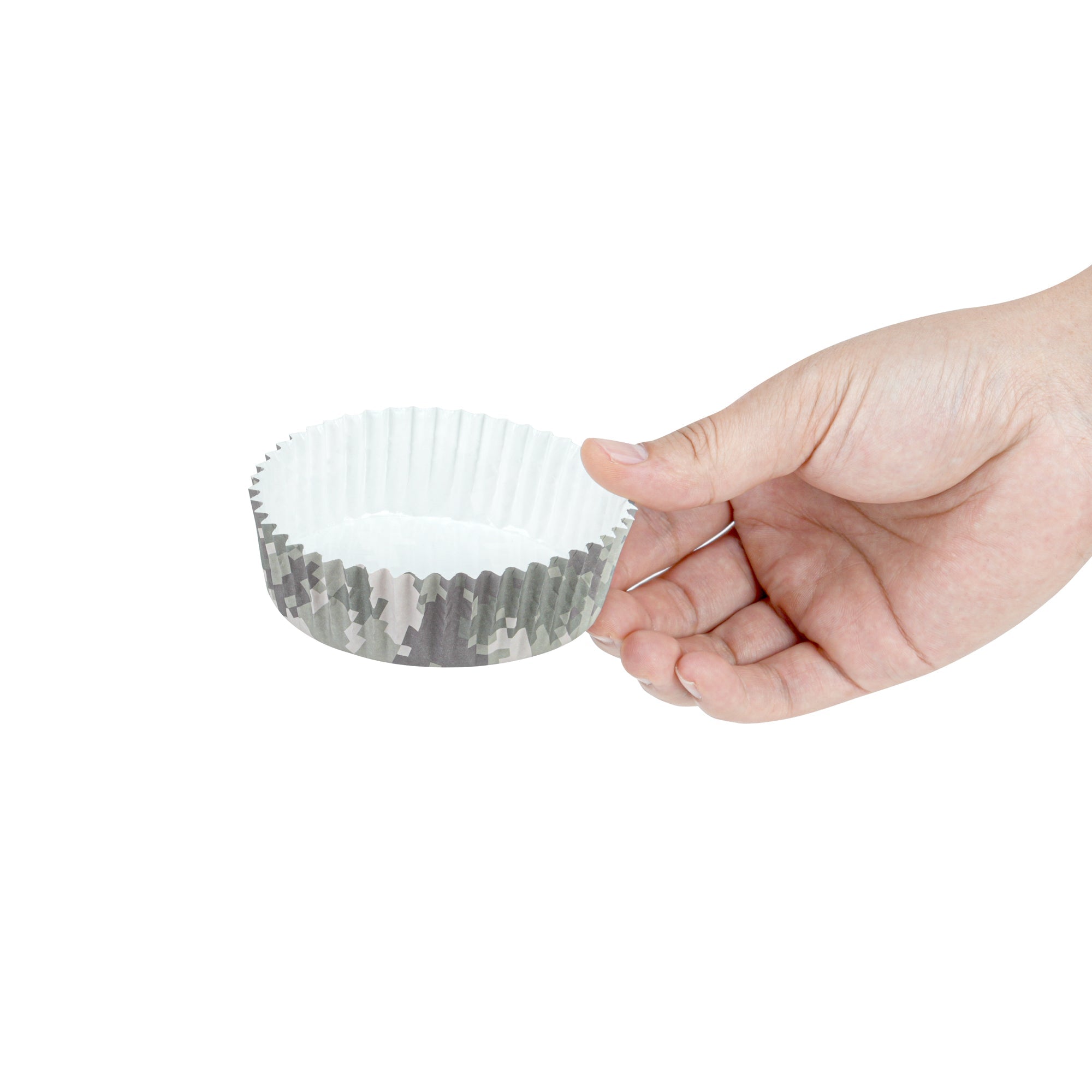 Panificio 4 oz Round Camouflage Paper Baking Cup - Ridged - 3 1/2" x 3 1/2" x 1" - 200 count box