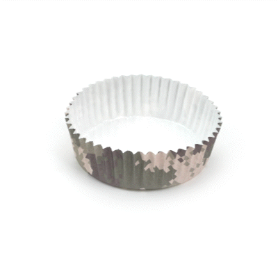Panificio 4 oz Round Camouflage Paper Baking Cup - Ridged - 3 1/2" x 3 1/2" x 1" - 200 count box