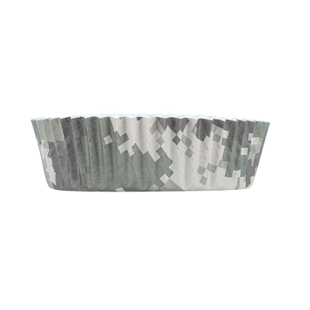 Panificio 4 oz Round Camouflage Paper Baking Cup - Ridged - 3 1/2" x 3 1/2" x 1" - 200 count box