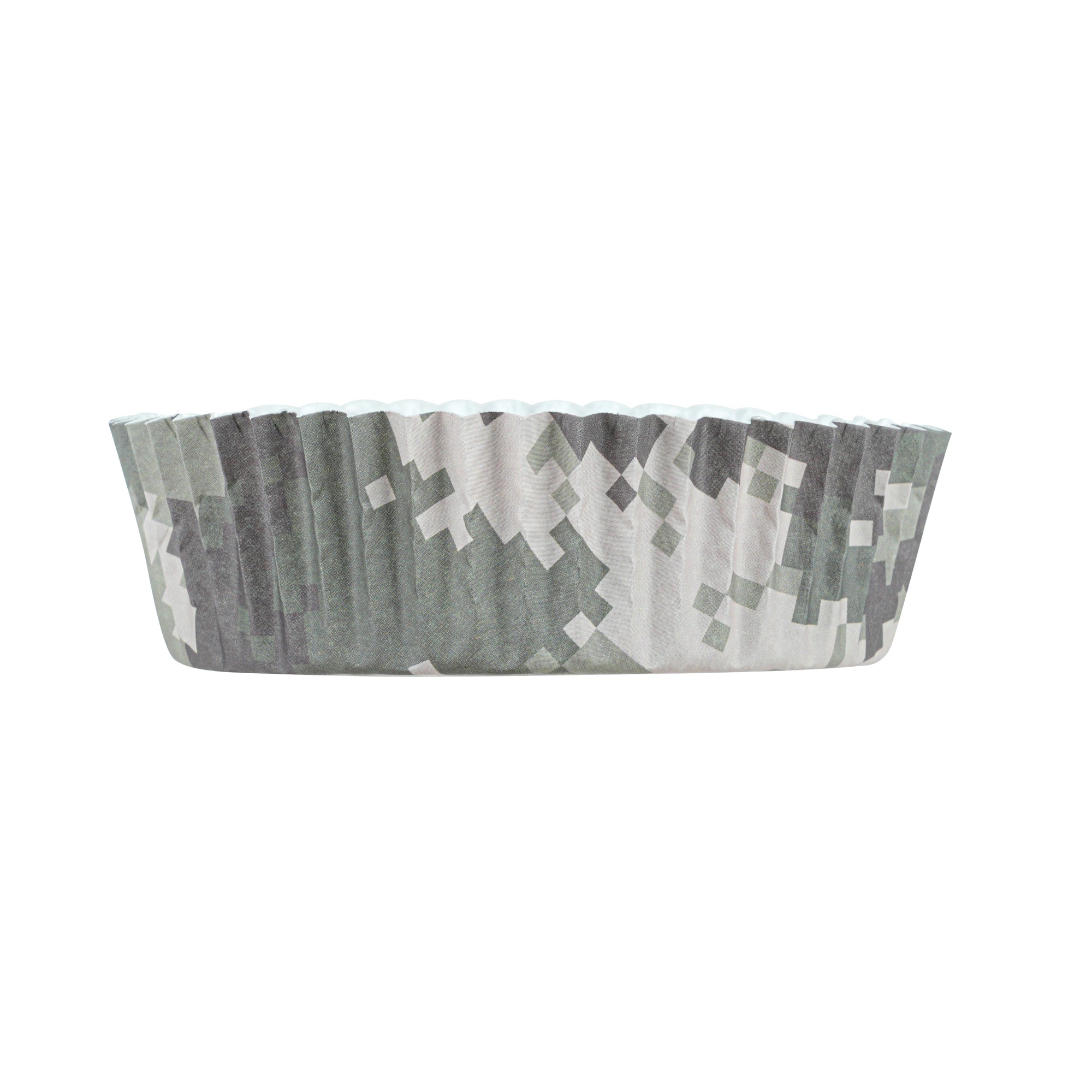 Panificio 4 oz Round Camouflage Paper Baking Cup - Ridged - 3 1/2" x 3 1/2" x 1" - 200 count box