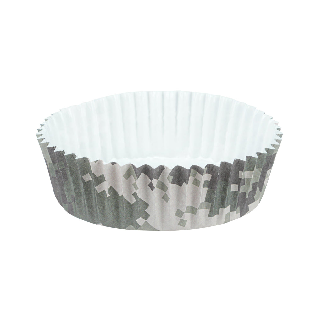 Panificio 4 oz Round Camouflage Paper Baking Cup - Ridged - 3 1/2" x 3 1/2" x 1" - 200 count box