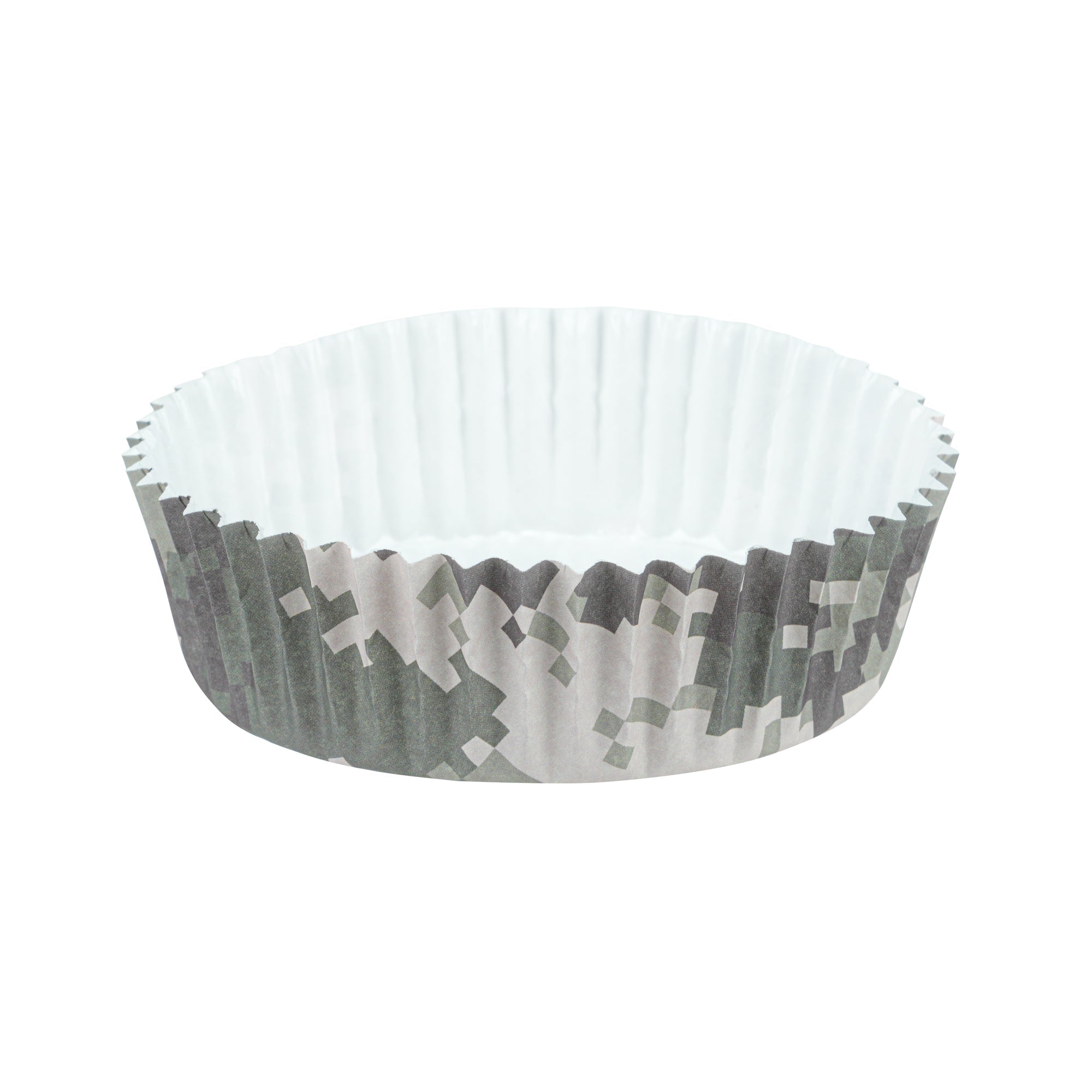 Panificio 4 oz Round Camouflage Paper Baking Cup - Ridged - 3 1/2" x 3 1/2" x 1" - 200 count box