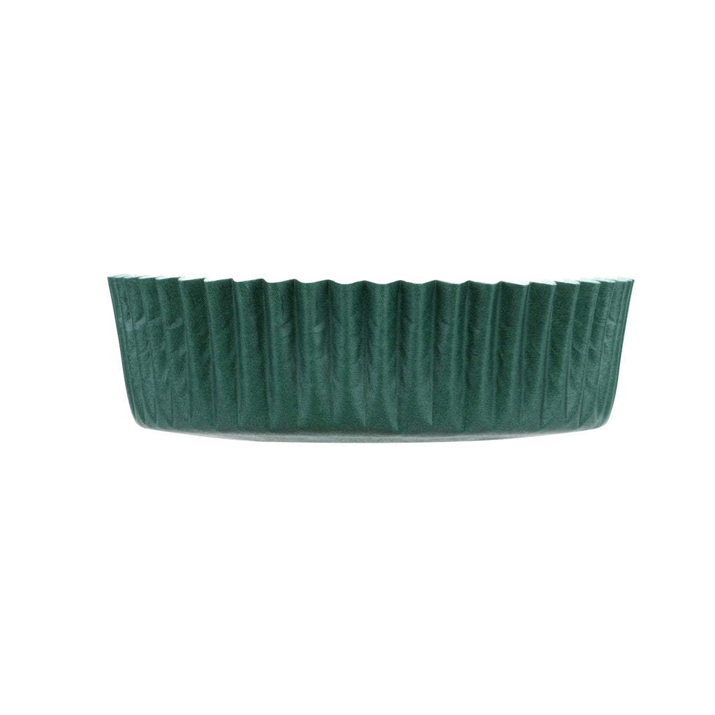 Panificio 4 oz Round Forest Green Paper Baking Cup - Ridged - 3 1/2" x 3 1/2" x 1" - 200 count box