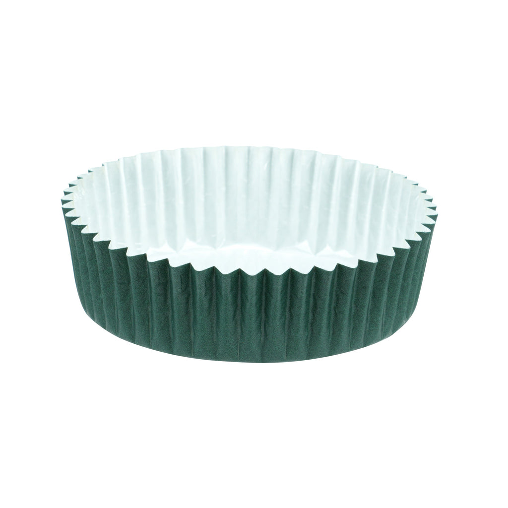 Panificio 4 oz Round Forest Green Paper Baking Cup - Ridged - 3 1/2" x 3 1/2" x 1" - 200 count box