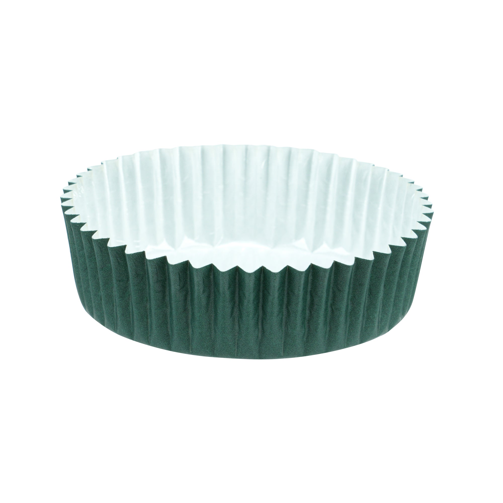 Panificio 4 oz Round Forest Green Paper Baking Cup - Ridged - 3 1/2" x 3 1/2" x 1" - 200 count box