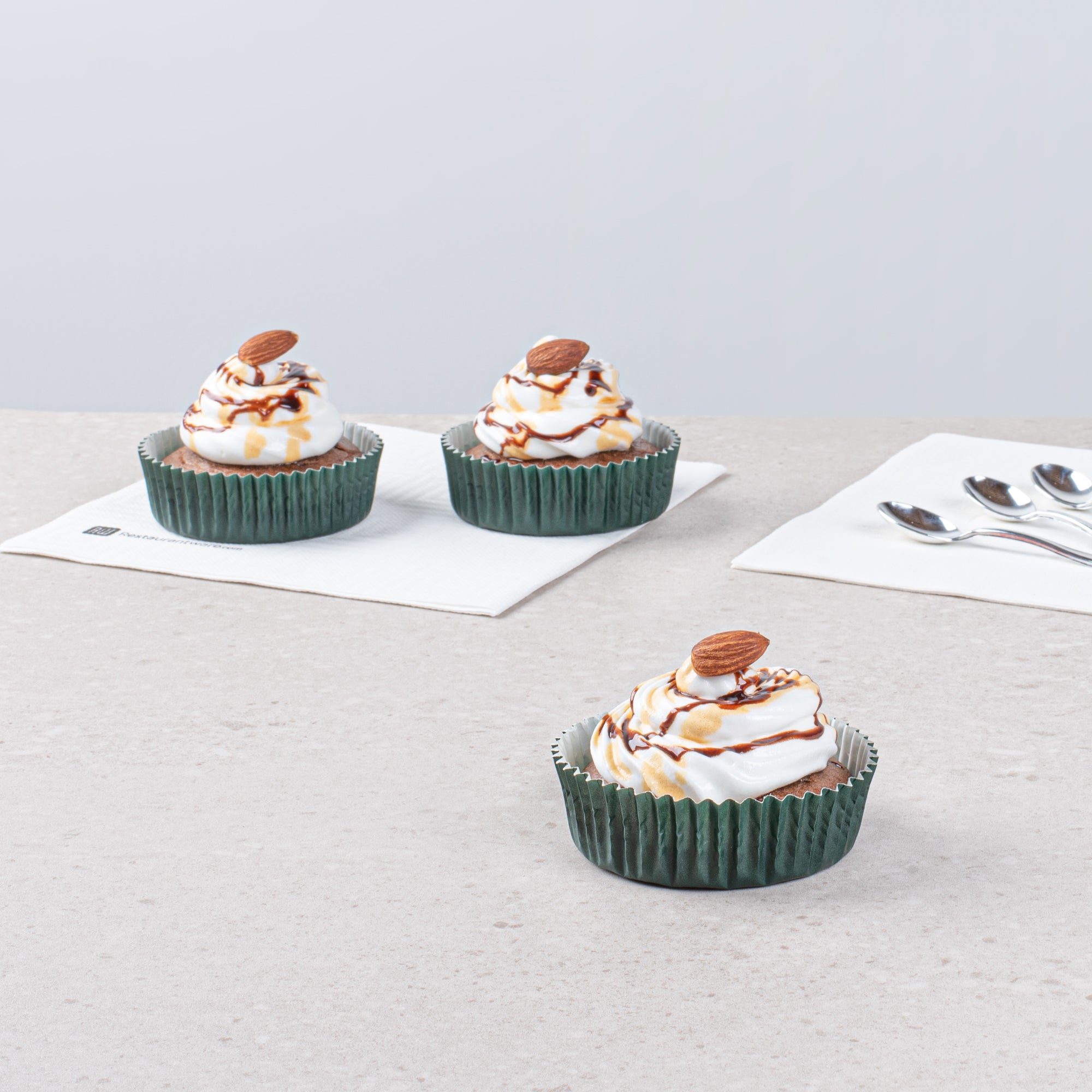 Panificio 4 oz Round Forest Green Paper Baking Cup - Ridged - 3 1/2" x 3 1/2" x 1" - 200 count box