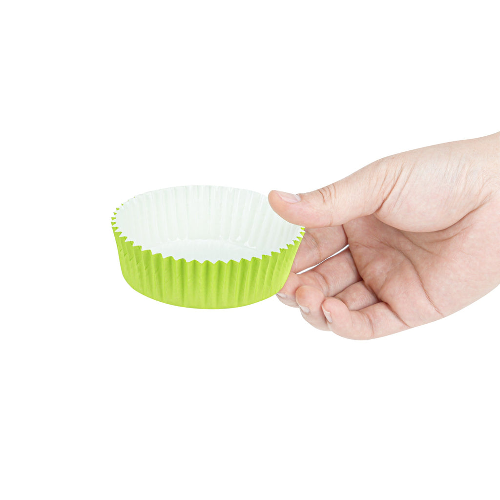 Panificio 4 oz Round Eco Green Paper Baking Cup - Ridged - 3 1/2" x 3 1/2" x 1" - 200 count box