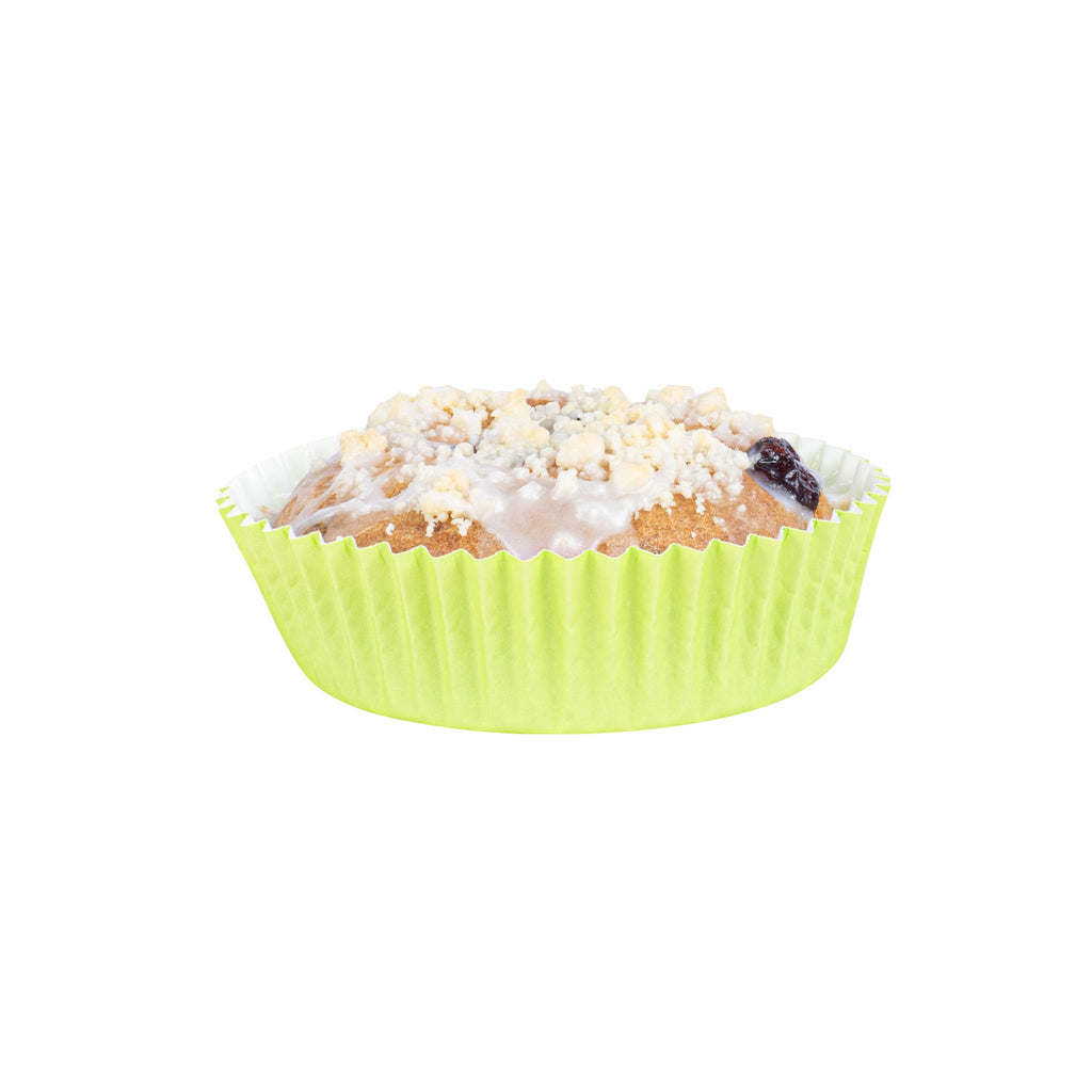 Panificio 4 oz Round Eco Green Paper Baking Cup - Ridged - 3 1/2" x 3 1/2" x 1" - 200 count box