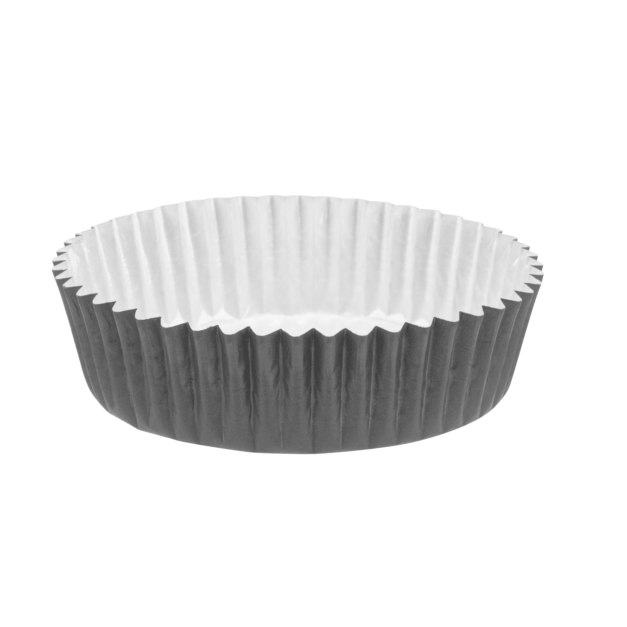 Panificio 4 oz Round Gray Paper Baking Cup - Ridged - 3 1/2" x 3 1/2" x 1" - 200 count box