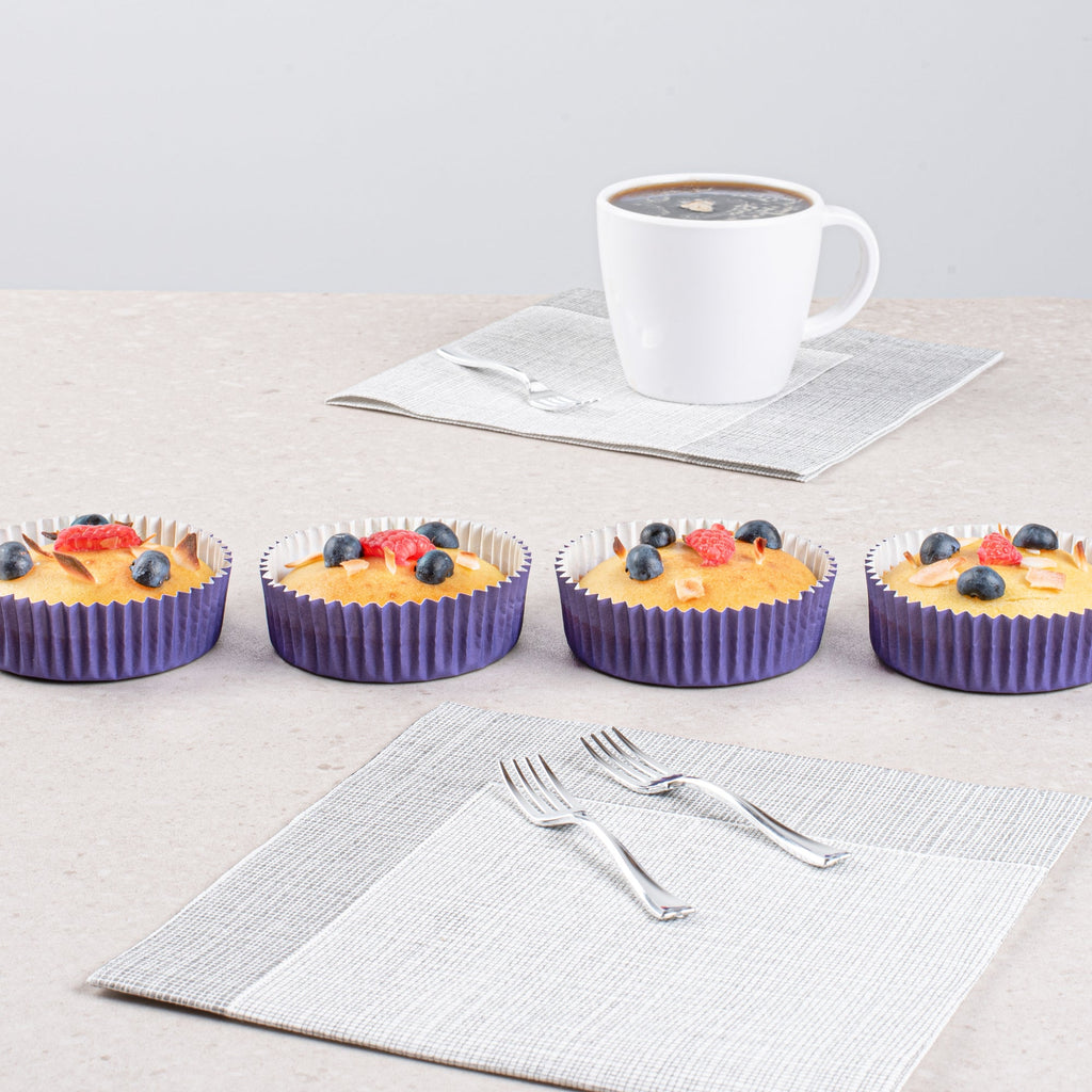Panificio 4 oz Round Purple Paper Baking Cup - Ridged - 3 1/2" x 3 1/2" x 1" - 200 count box