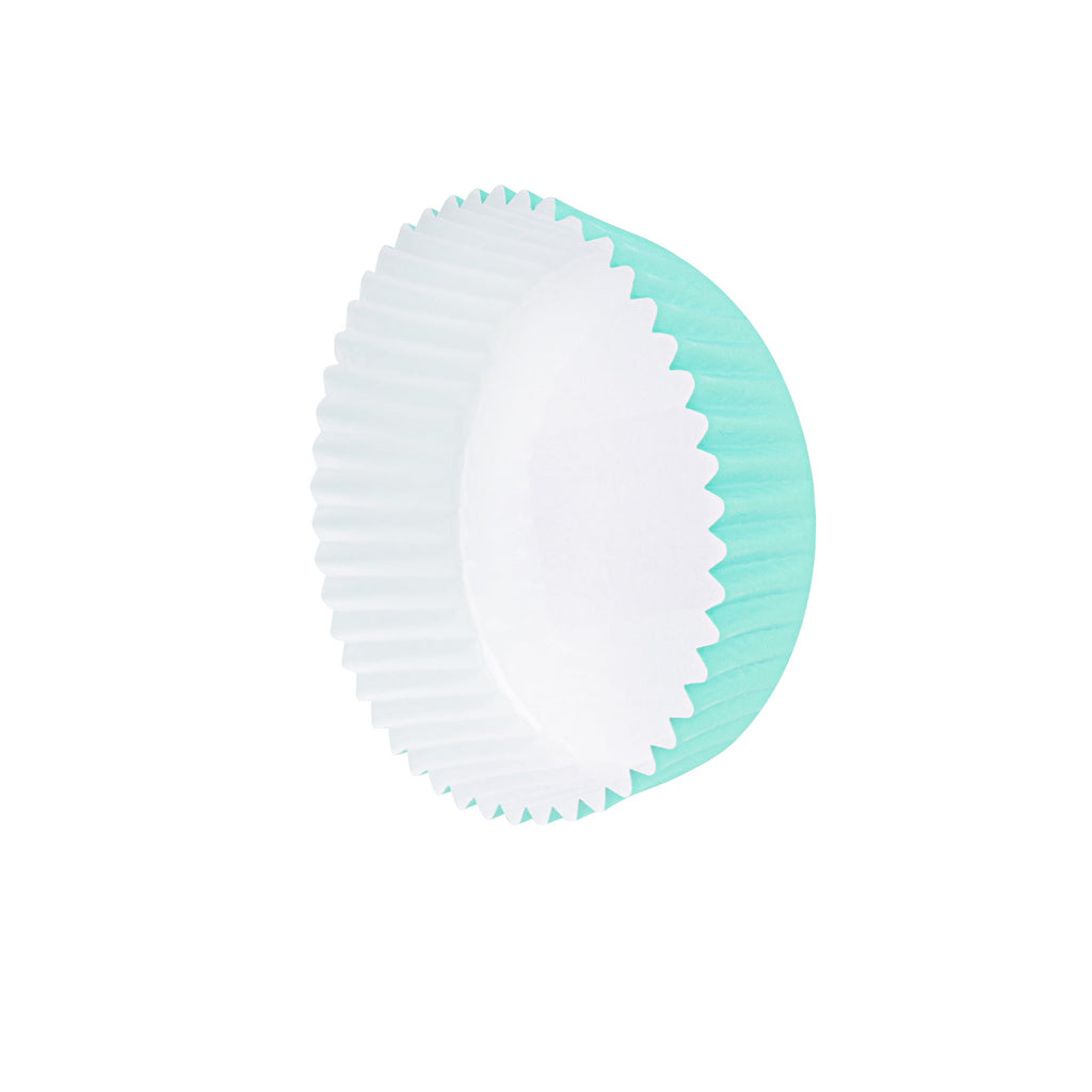 Panificio 4 oz Round Turquoise Paper Baking Cup - Ridged - 3 1/2" x 3 1/2" x 1" - 200 count box