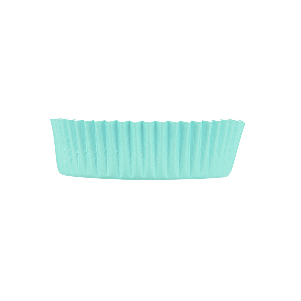 Panificio 4 oz Round Turquoise Paper Baking Cup - Ridged - 3 1/2" x 3 1/2" x 1" - 200 count box