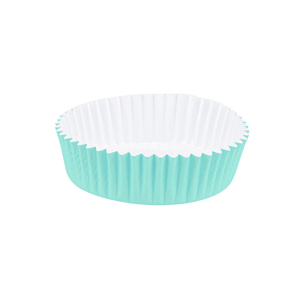 Panificio 4 oz Round Turquoise Paper Baking Cup - Ridged - 3 1/2" x 3 1/2" x 1" - 200 count box