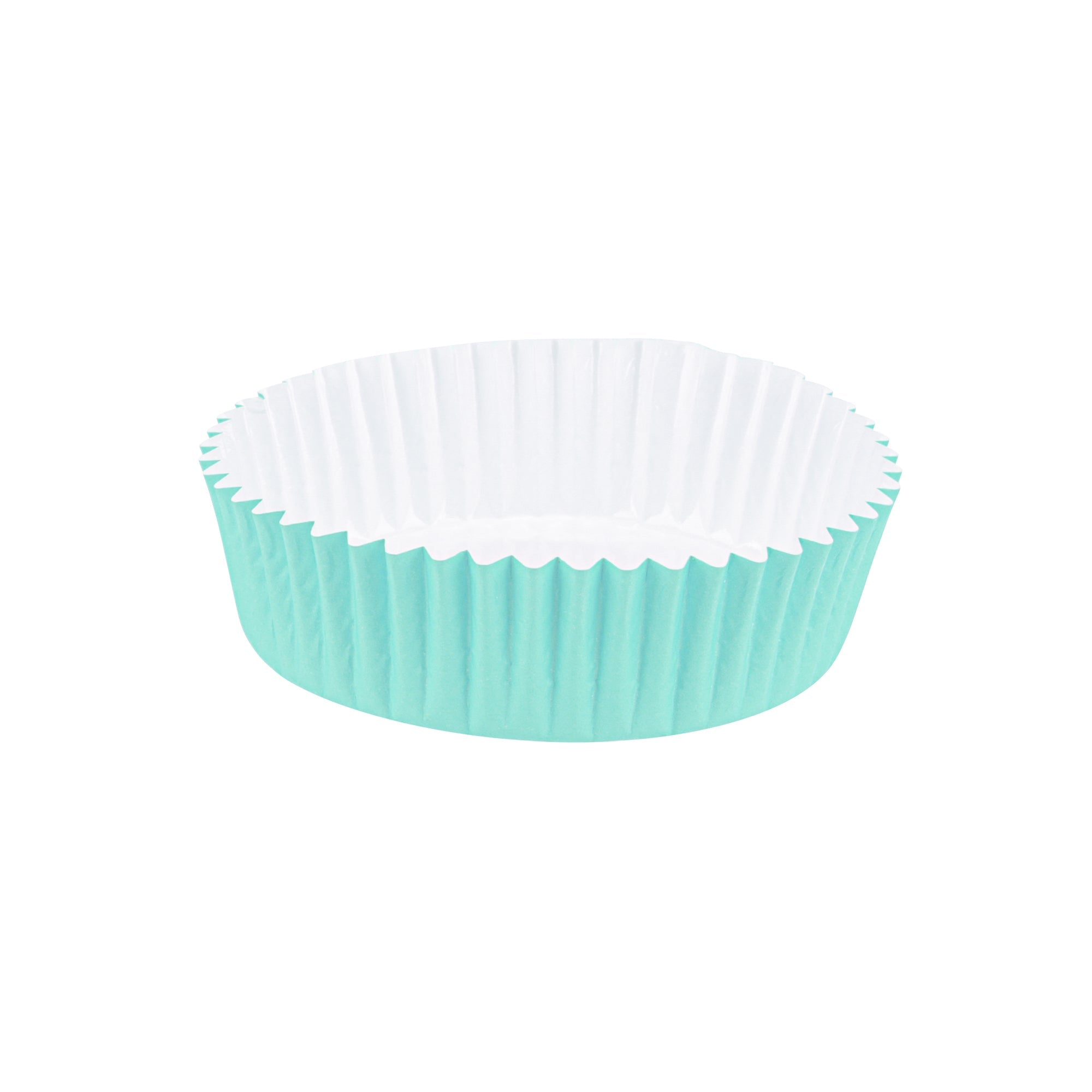 Panificio 4 oz Round Turquoise Paper Baking Cup - Ridged - 3 1/2" x 3 1/2" x 1" - 200 count box