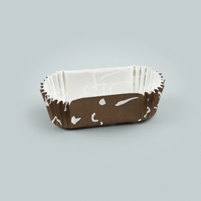 Panificio 1 oz Elliptical Chocolate Wisp Paper Regular Baking Cup - Ridged - 3 1/2" x 1 1/2" x 1" - 200 count box