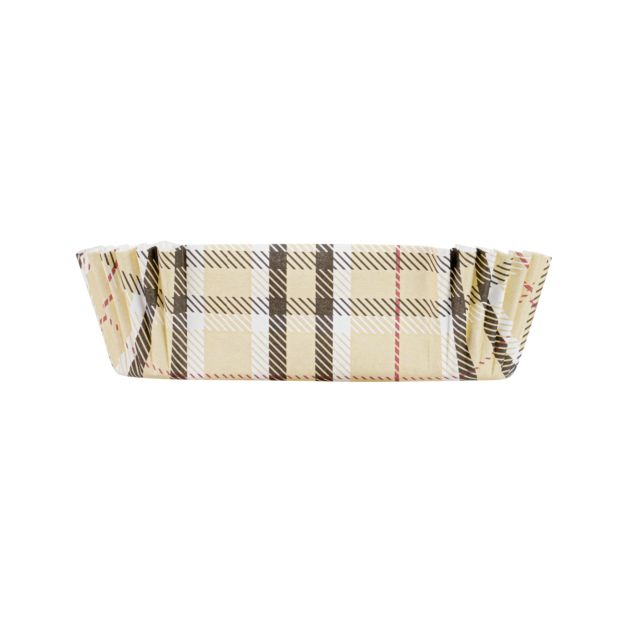 Panificio 1 oz Elliptical Plaid Paper Regular Baking Cup - Ridged - 3 1/2" x 1 1/2" x 3/4" - 200 count box