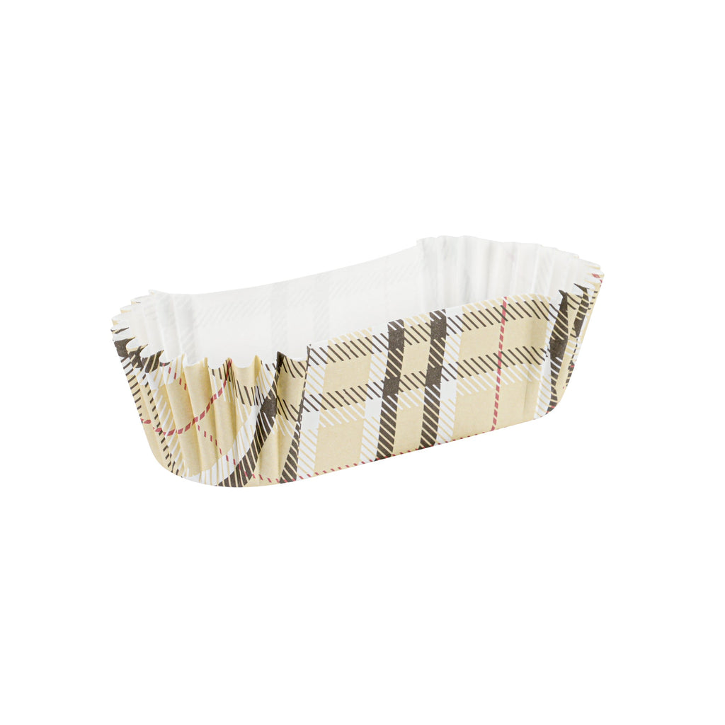 Panificio 1 oz Elliptical Plaid Paper Regular Baking Cup - Ridged - 3 1/2" x 1 1/2" x 3/4" - 200 count box