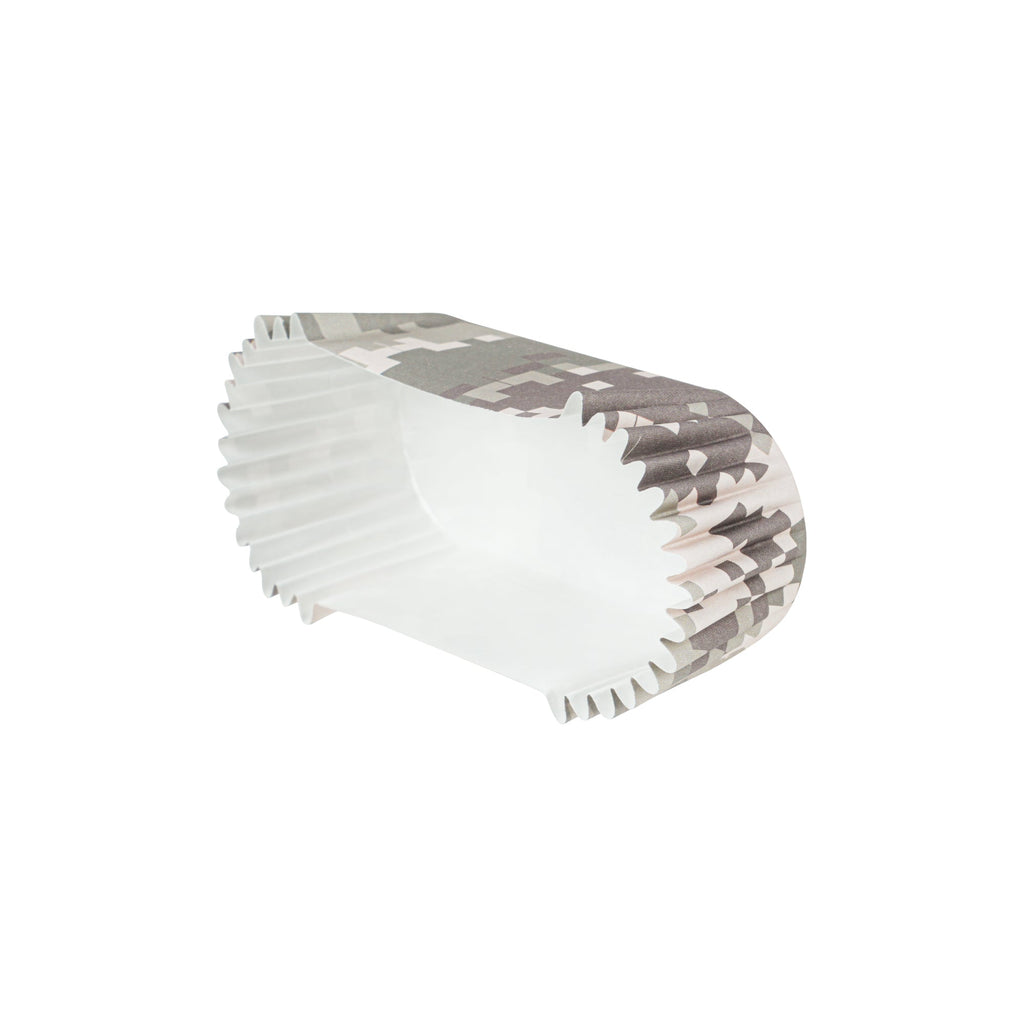 Panificio 1 oz Elliptical Camouflage Paper Regular Baking Cup - Ridged - 3 1/2" x 1 1/2" x 3/4" - 200 count box