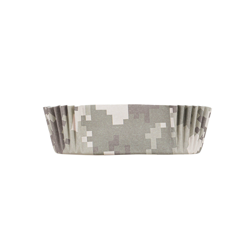 Panificio 1 oz Elliptical Camouflage Paper Regular Baking Cup - Ridged - 3 1/2" x 1 1/2" x 3/4" - 200 count box