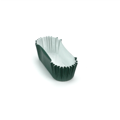 Panificio 1 oz Elliptical Forest Green Paper Regular Baking Cup - Ridged - 3 1/2" x 1 1/2" x 3/4" - 200 count box