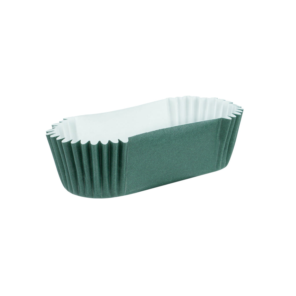Panificio 1 oz Elliptical Forest Green Paper Regular Baking Cup - Ridged - 3 1/2" x 1 1/2" x 3/4" - 200 count box