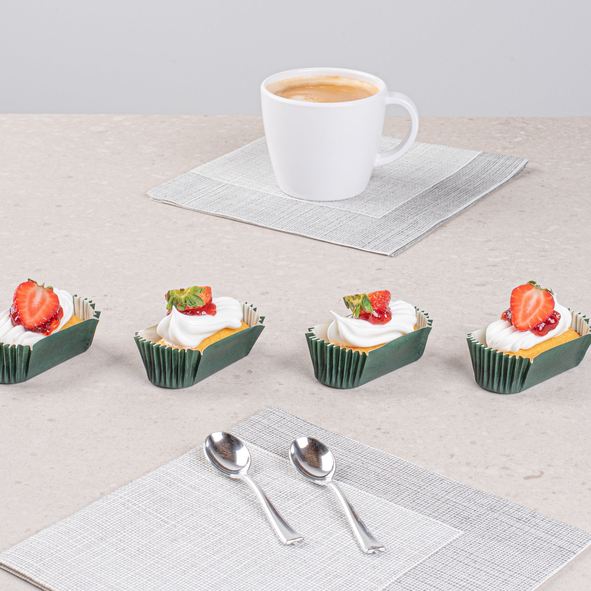 Panificio 1 oz Elliptical Forest Green Paper Regular Baking Cup - Ridged - 3 1/2" x 1 1/2" x 3/4" - 200 count box