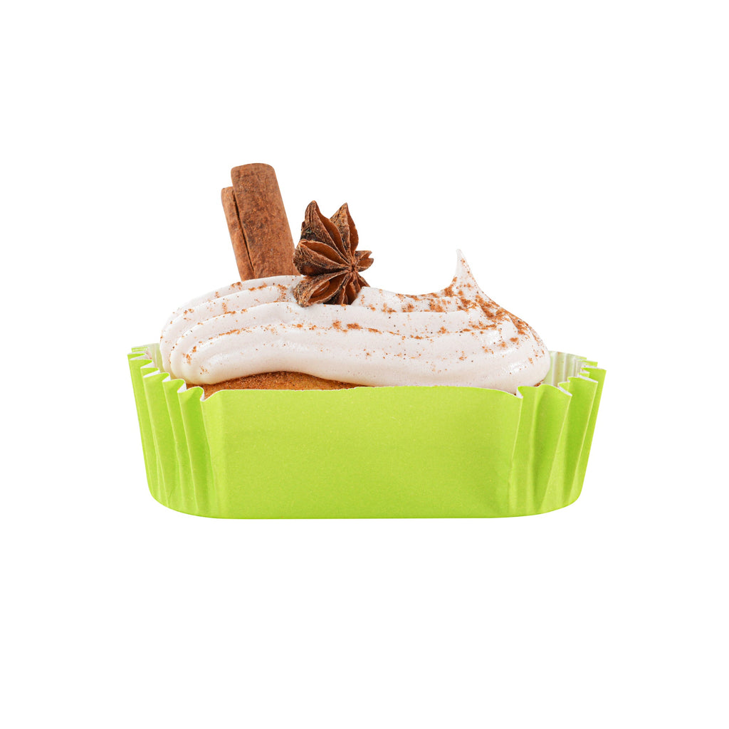 Panificio 1 oz Elliptical Eco Green Paper Regular Baking Cup - Ridged - 3 1/2" x 1 1/2" x 3/4" - 200 count box