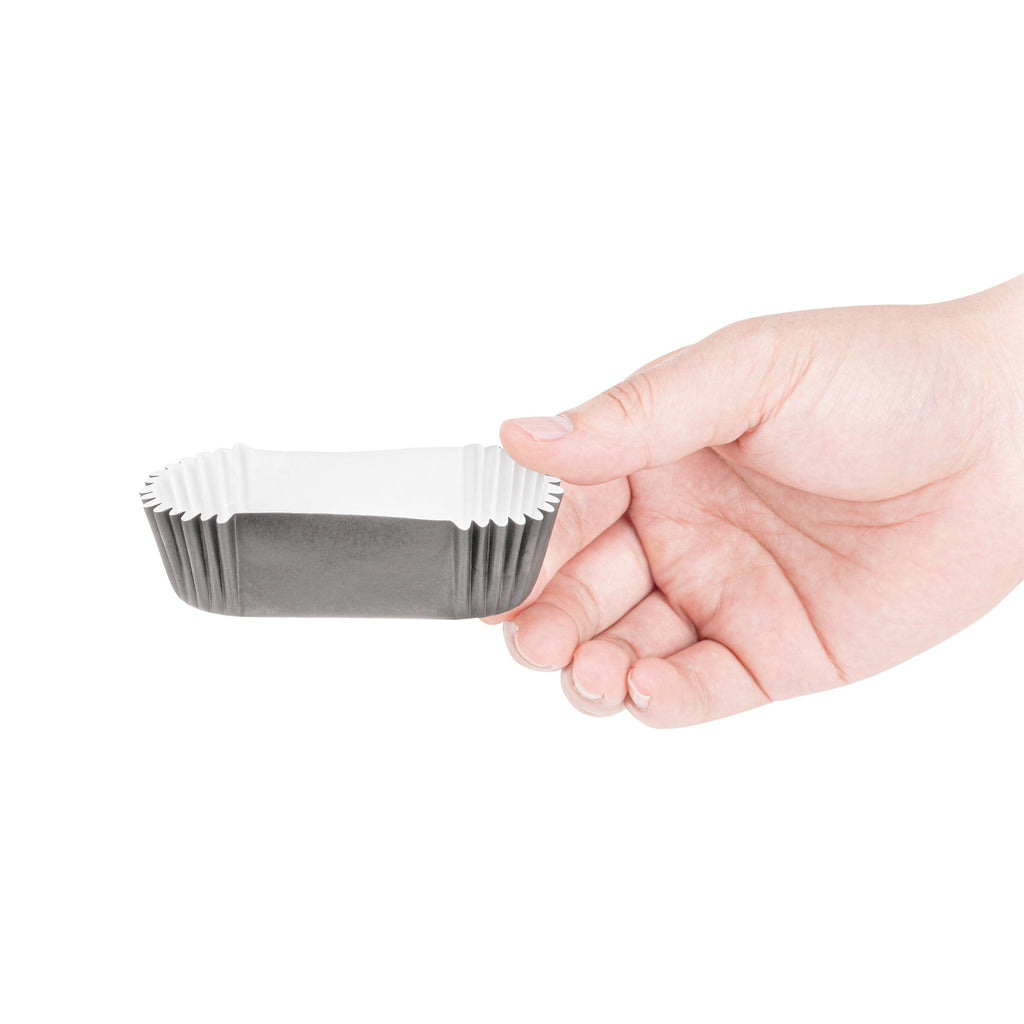 Panificio 1 oz Elliptical Gray Paper Regular Baking Cup - Ridged - 3 1/2" x 1 1/2" x 3/4" - 200 count box