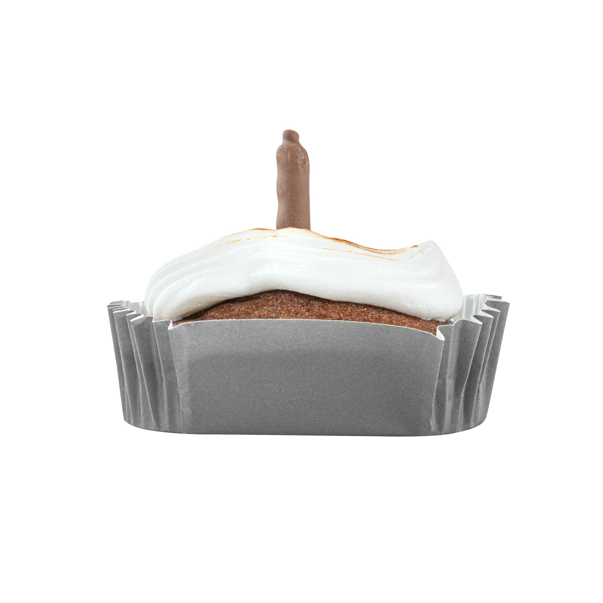 Panificio 1 oz Elliptical Gray Paper Regular Baking Cup - Ridged - 3 1/2" x 1 1/2" x 3/4" - 200 count box
