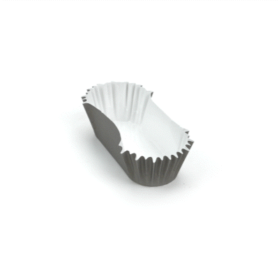 Panificio 1 oz Elliptical Gray Paper Regular Baking Cup - Ridged - 3 1/2" x 1 1/2" x 3/4" - 200 count box