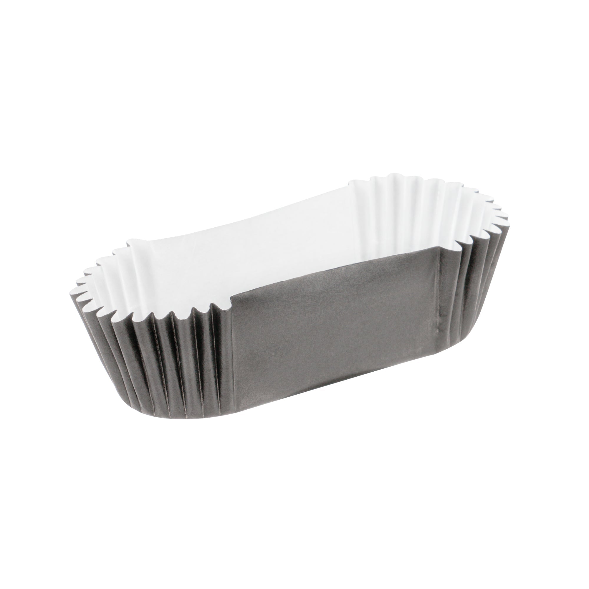 Panificio 1 oz Elliptical Gray Paper Regular Baking Cup - Ridged - 3 1/2" x 1 1/2" x 3/4" - 200 count box