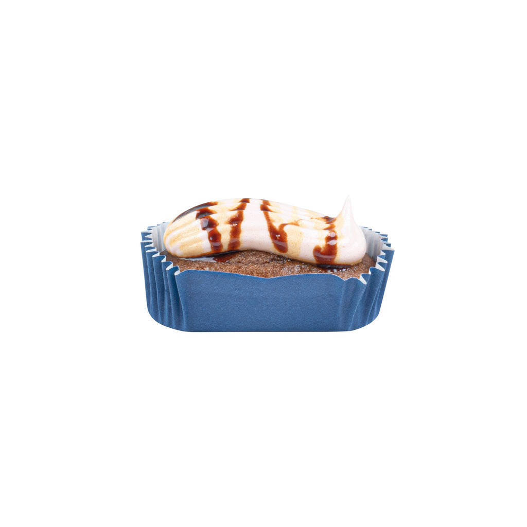 Panificio 1 oz Elliptical Midnight Blue Paper Regular Baking Cup - Ridged - 3 1/2" x 1 1/2" x 3/4" - 200 count box
