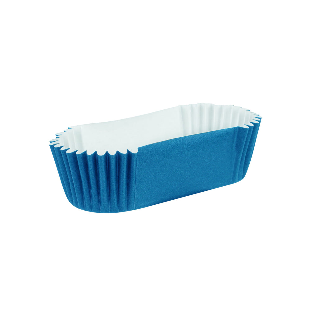 Panificio 1 oz Elliptical Midnight Blue Paper Regular Baking Cup - Ridged - 3 1/2" x 1 1/2" x 3/4" - 200 count box