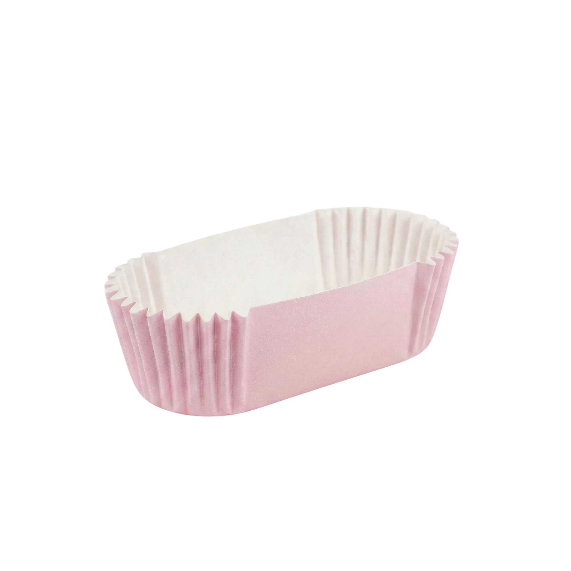 Panificio 1 oz Elliptical Pink Paper Regular Baking Cup - Ridged - 3 1/2" x 1 1/2" x 3/4" - 200 count box