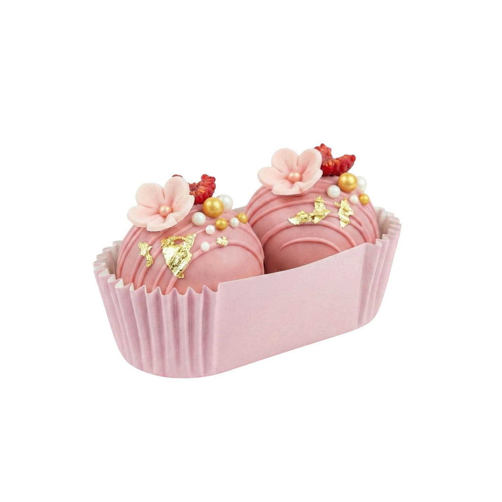 Panificio 1 oz Elliptical Pink Paper Regular Baking Cup - Ridged - 3 1/2" x 1 1/2" x 3/4" - 200 count box