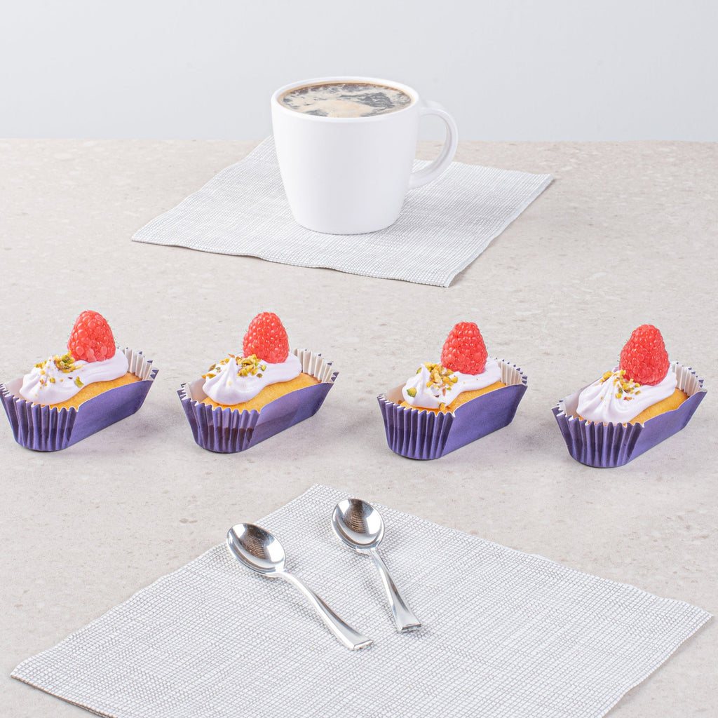 Panificio 1 oz Elliptical Purple Paper Regular Baking Cup - Ridged - 3 1/2" x 1 1/2" x 3/4" - 200 count box