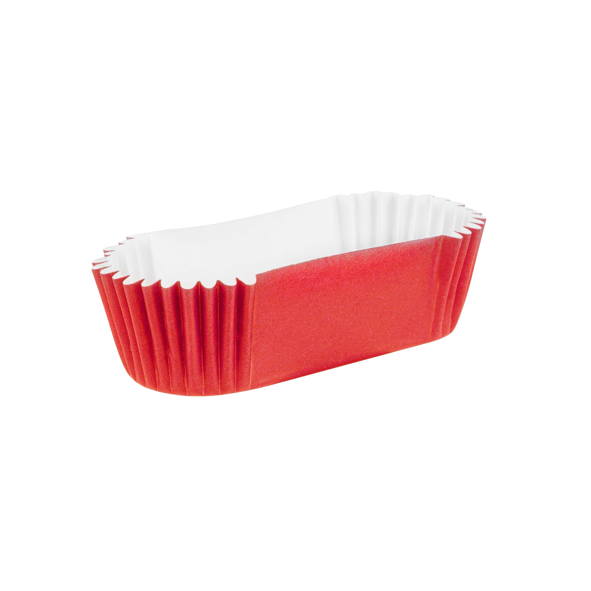 Panificio 1 oz Elliptical Red Paper Regular Baking Cup - Ridged - 3 1/2" x 1 1/2" x 3/4" - 200 count box