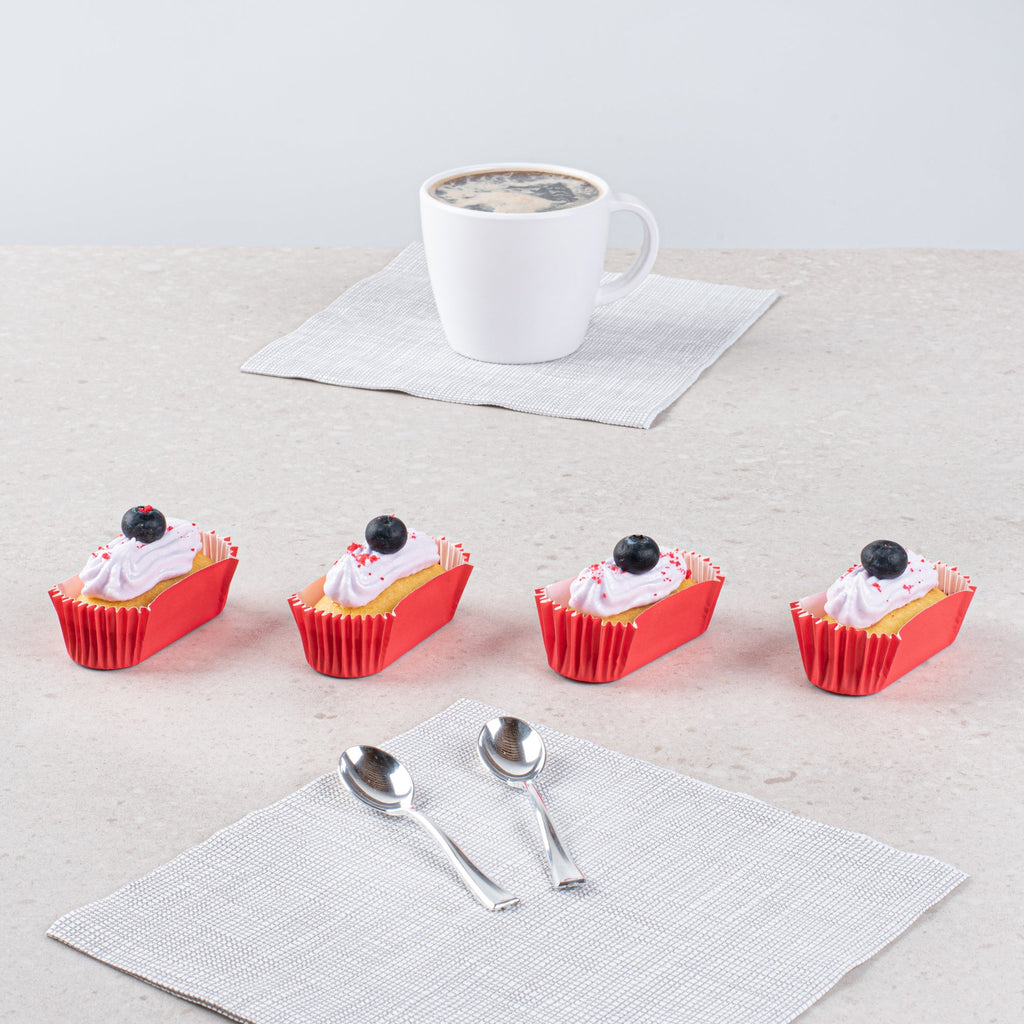 Panificio 1 oz Elliptical Red Paper Regular Baking Cup - Ridged - 3 1/2" x 1 1/2" x 3/4" - 200 count box